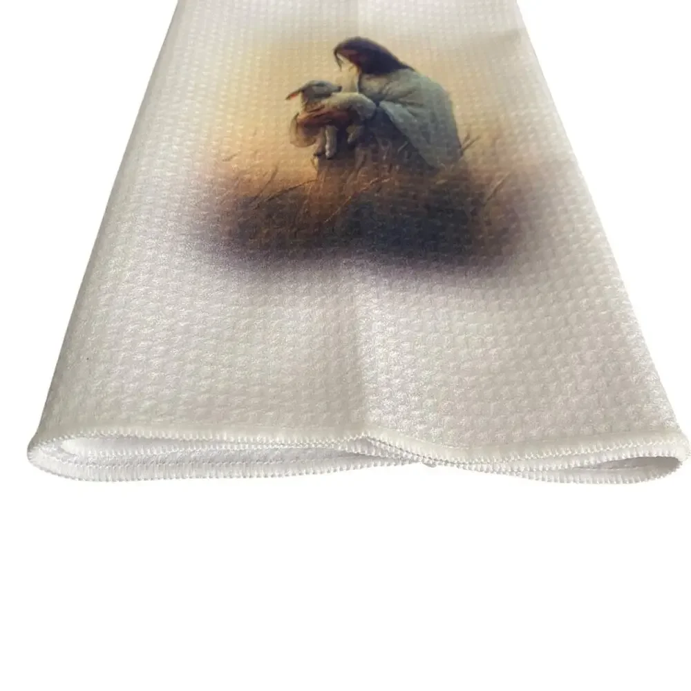 NWT Christian Faith Based Kitchen Towel / Jesus & Lamb Decorative Hand Towel